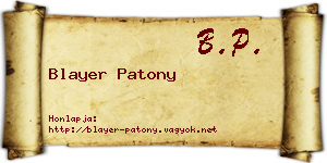 Blayer Patony névjegykártya